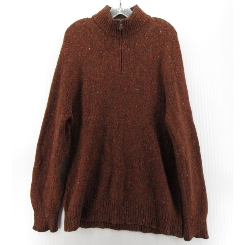 Bullock & Jones Sweater XL Wool Cashmere 1/4 Zip Elbow Patches Heritage